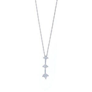 White Gold Diamond Journey Pendant Necklace 7 1/4" 18" - 14k Princess .33ctw